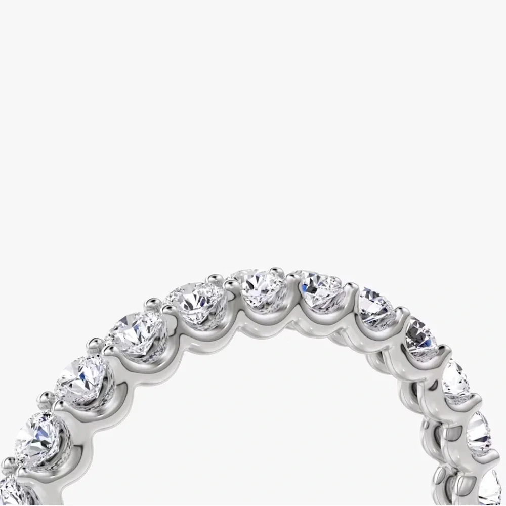 2.02 TCW Lab Diamond U-Prong Eternity Band 14K White Gold Scalloped Wedding - Picture 4 of 7